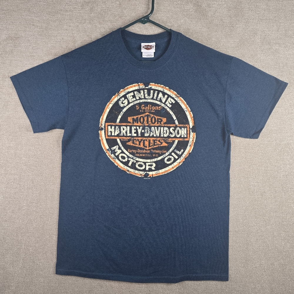 Harley Davidson T Shirt Sz Medium Motor Oil Biker Retro Ships FAST (G34)